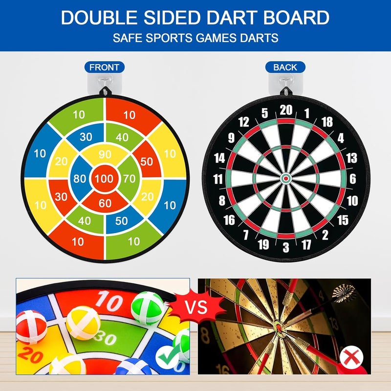 Mareisa Dart Board for Kids, Darts Set Double-Sided Dart Board with Sticky Balls and Darts, Indoor Outdoor Sport Fun Party Play Parent-Child Activity Game Toys, Gifts for Boys and Girls Aged 3 to 12 Years - Image 5